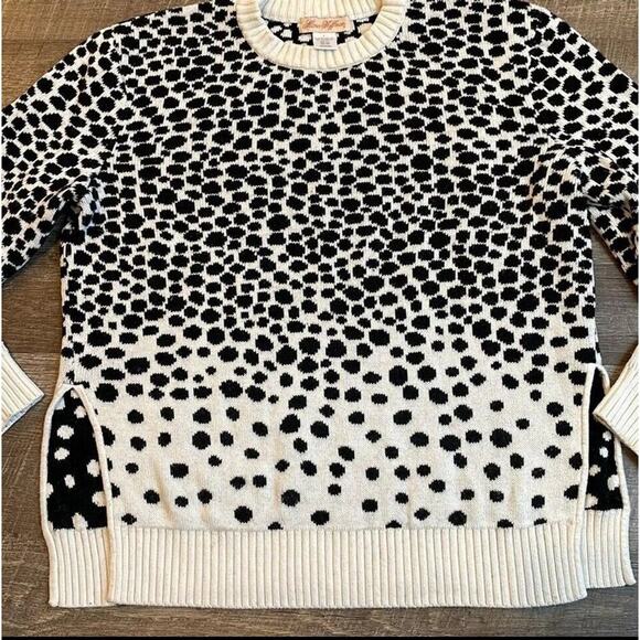 Mara Hoffman Dot Print Knit Sweater Sz M Black White Women Elegant - Picture 4 of 5